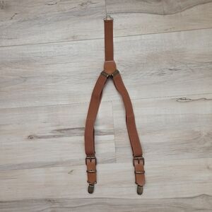 Kids Faux Leather Vintage Style Suspenders in Cognac